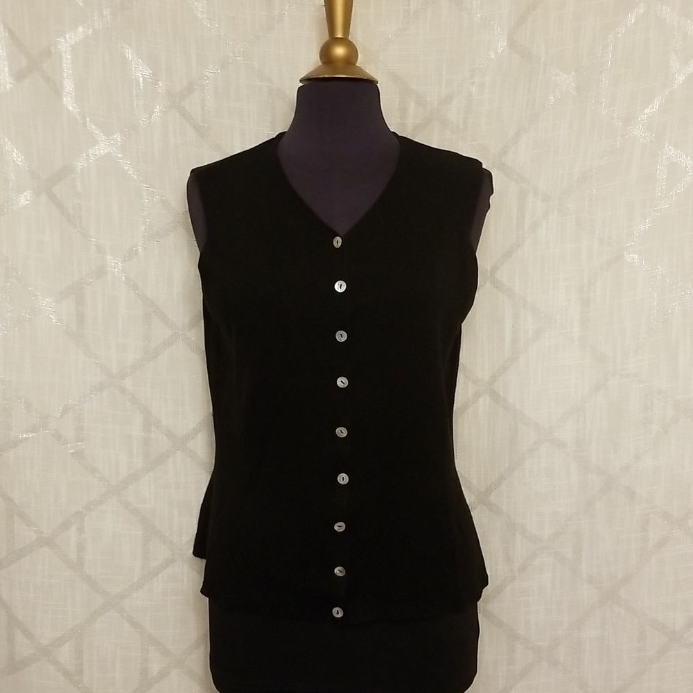 Studio Collection Sweater Vest Women's Large Black Knit Fall